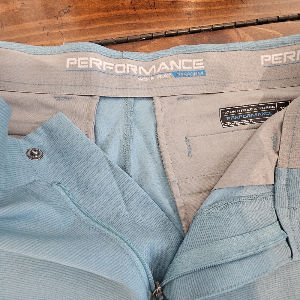 Performance Aqua/Teal Striped Performance Golf Shorts Men's Sz 32 & 36 - 8" - Picture 3 of 9